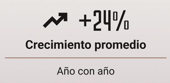 +24 Crecimientopromedio por año